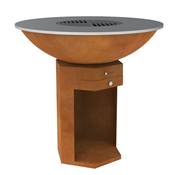 Brasero Ø100cm acier Corten avec socle octogonal