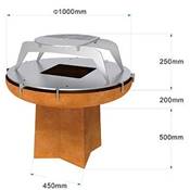 Brasero Ø100cm acier corten avec socle fermé