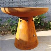 Brasero Ø100cm acier corten avec socle circulaire fermé