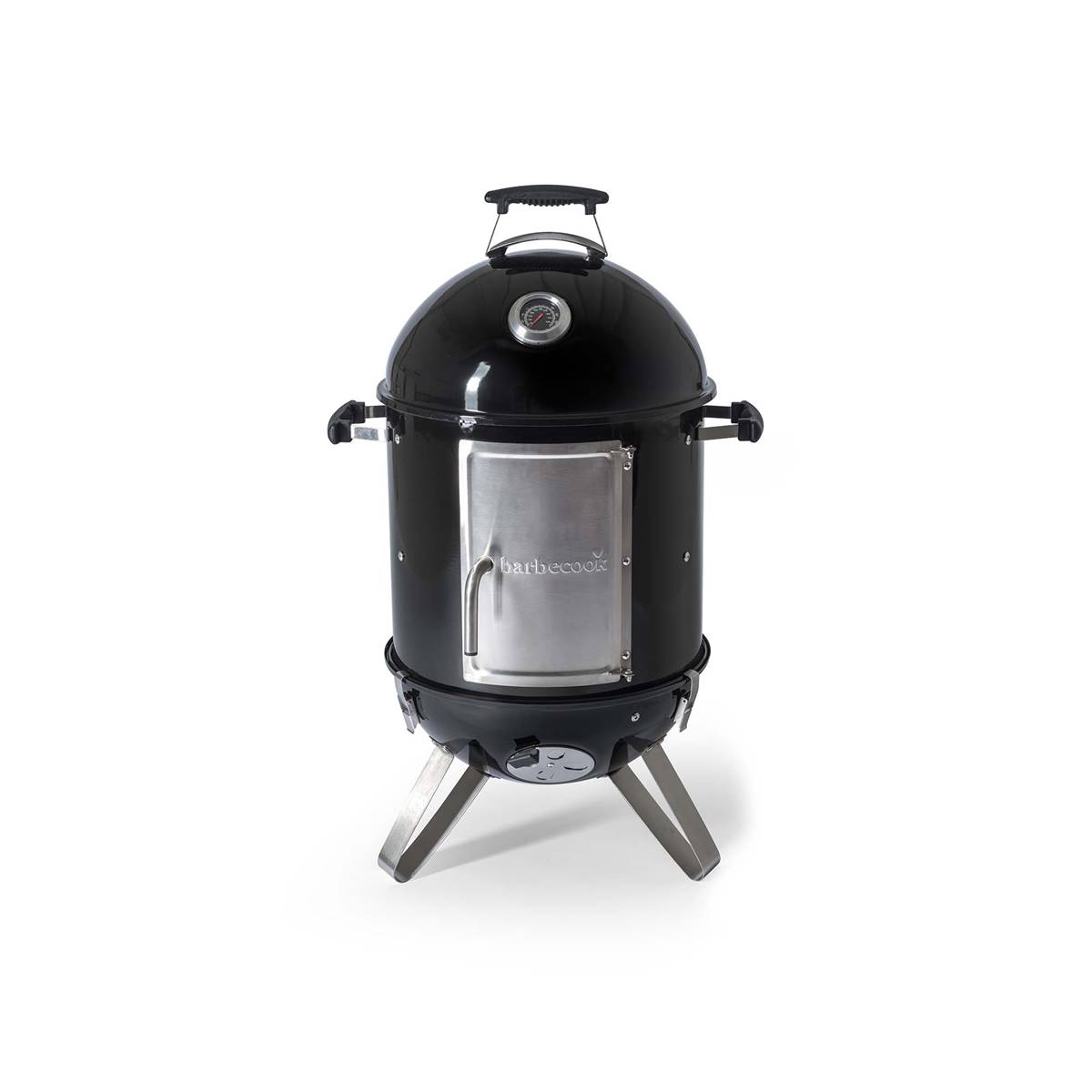 Barbecook Oskar M fumoir 3 en 1, fumoir, barbecue et brasero pour fumage à  chaud et froid, en émail noir, grille 44cm, 61X54X112cm