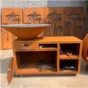 Brasero Ø100cm acier corten avec socle XL