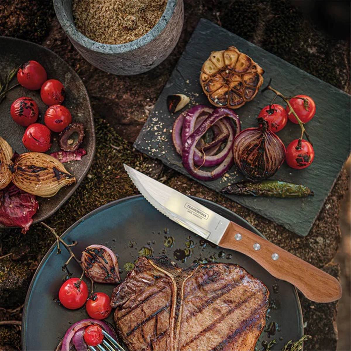 Couteaux à steak Jumbo 4pcs - Inox et bois