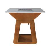 Brasero Ø100cm acier corten avec plancha carrée