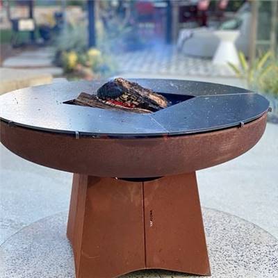 Brasero Ø100cm acier corten avec socle fermé
