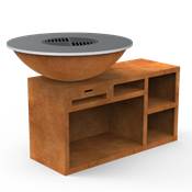 Brasero Ø100cm Acier Corten avec socle XL