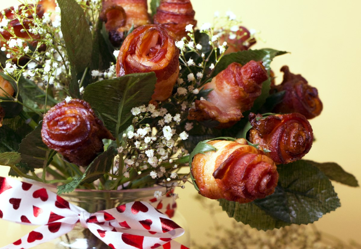 Bouquet de rose bacon dans vase