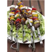 Lot 6 brochettes 43cm avec support en acier inoxydable