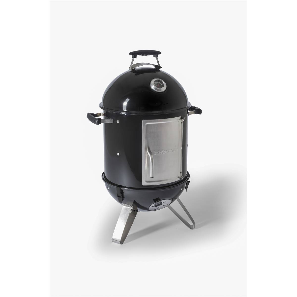 Barbecook Oskar M fumoir 3 en 1, fumoir, barbecue et brasero pour fumage à  chaud et froid, en émail noir, grille 44cm, 61X54X112cm