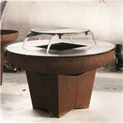 Brasero Ø100cm acier corten avec socle fermé