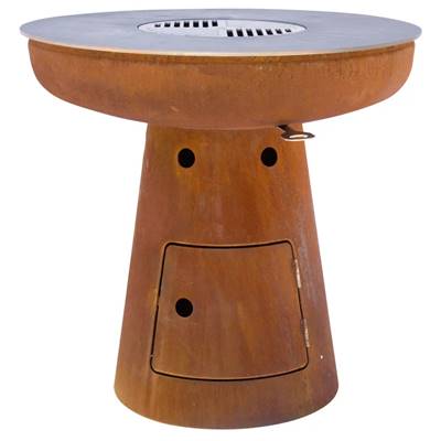 Brasero Ø100cm acier corten avec socle circulaire fermé
