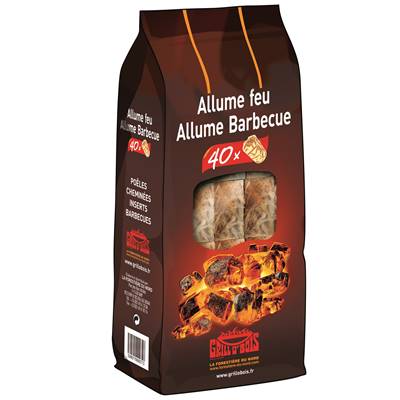 Allume Feu & Barbecue Grill'O Bois - sachet de 40 bâtonnets