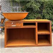 Brasero Ø100cm Acier Corten avec socle XL