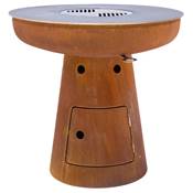 Brasero Ø100cm acier corten avec socle circulaire fermé