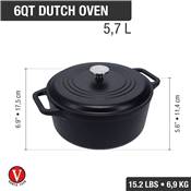 Faitout en fonte 5,7 L Victoria pré-traité